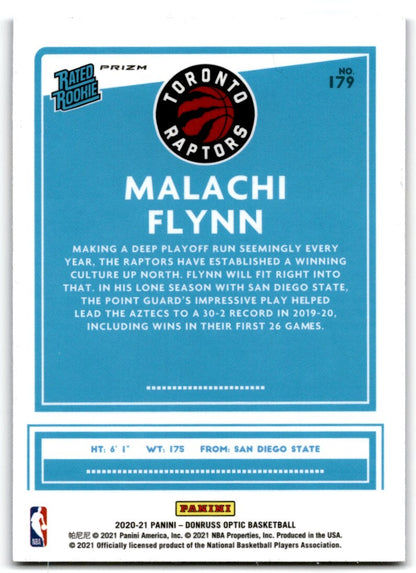 2020-21 Donruss Optic Rated Rookie Purple Prizm Malachi Flynn Rookie Toronto