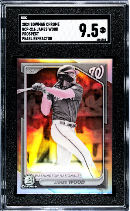 2024 Bowman Chrome Pros. Pearl Ref. #BCP-216 James Wood  Nationals SGC 9.5