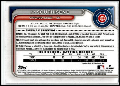 2024 Bowman Draft Chrome #BDC-45 Ty Southisene Chicago Cubs