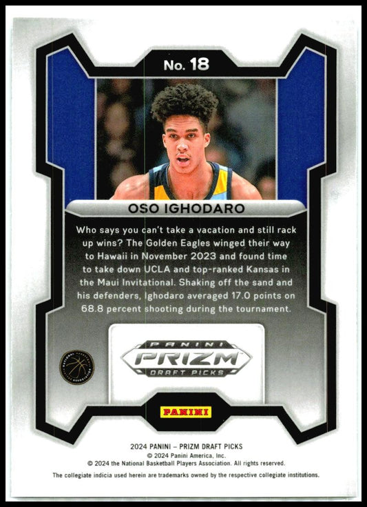 2024 Panini Prizm Draft Picks #18 Oso Ighodaro Marquette Golden Eagles
