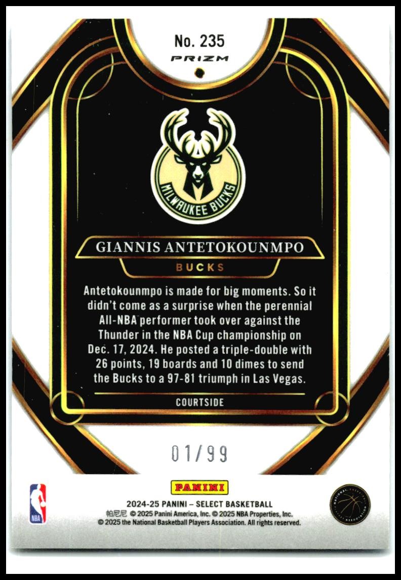 2024-25 Select Courtside Light Blue Disco #/99 #235 Gannis Antetokounmpo Bucks