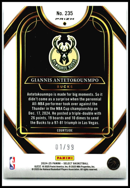 2024-25 Select Courtside Light Blue Disco #/99 #235 Gannis Antetokounmpo Bucks