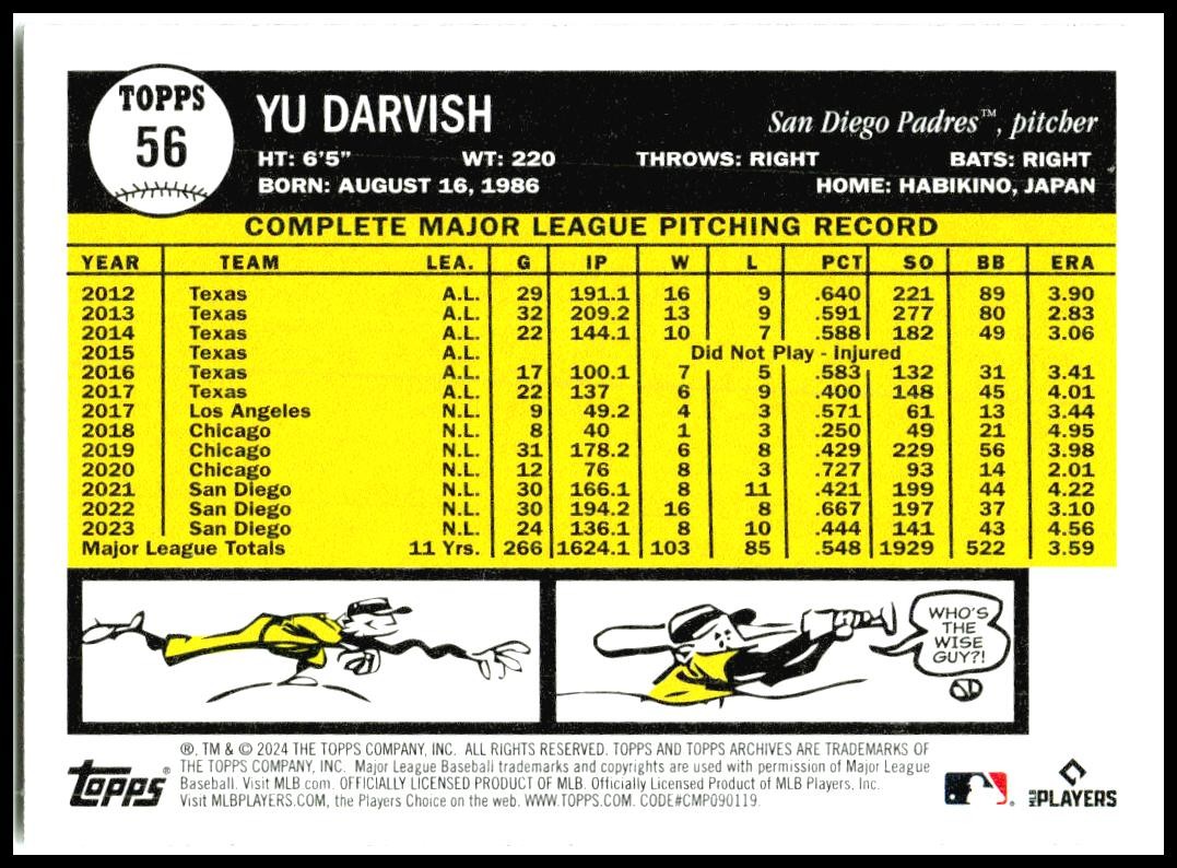 2024 Topps Archives #56 Yu Darvish San Diego Padres