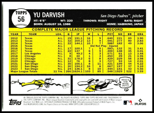 2024 Topps Archives #56 Yu Darvish San Diego Padres