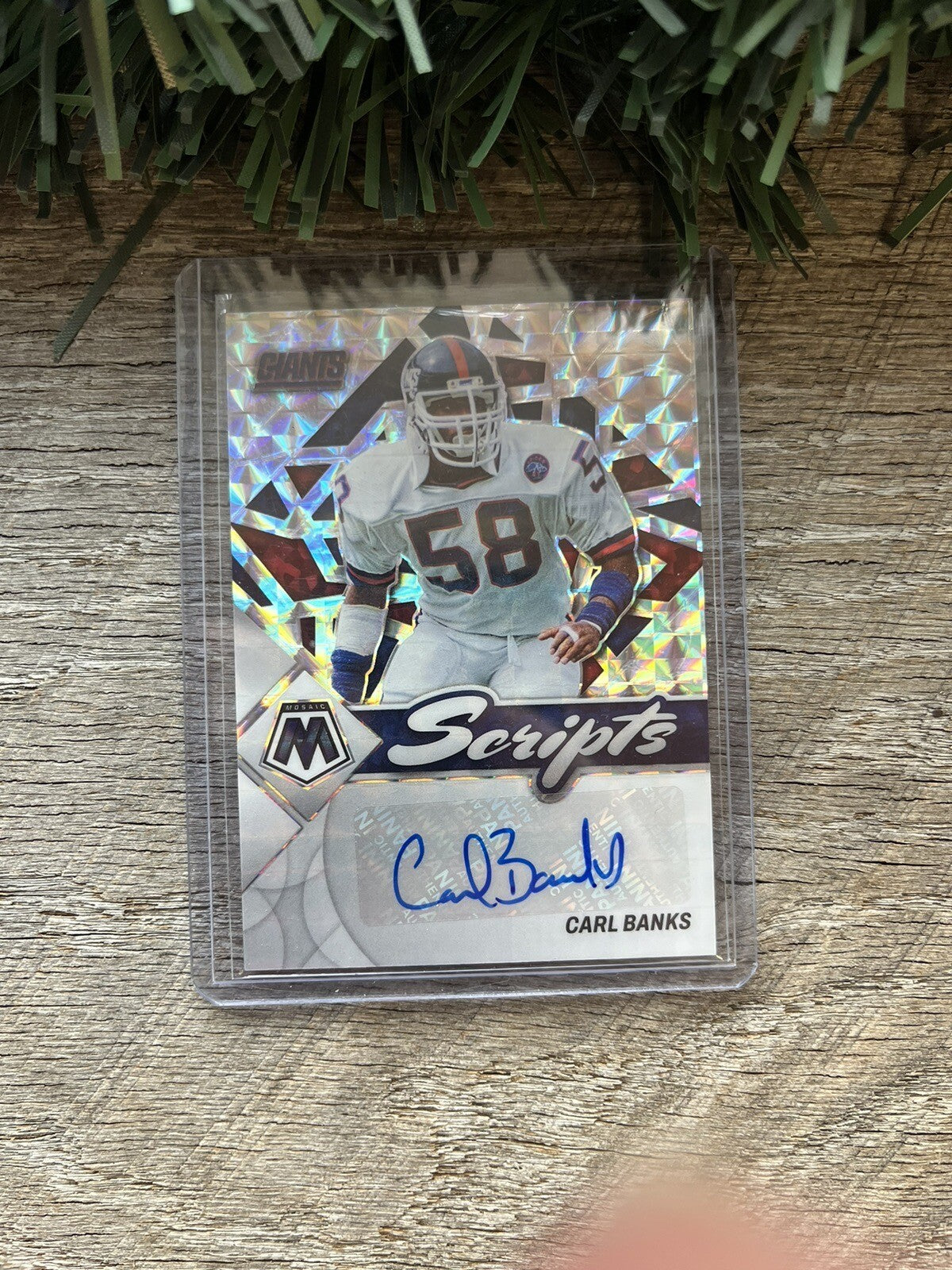 2022 Mosaic Scripts #S-CB Silver Mosaic Prizm Carl Banks Auto New York Giants