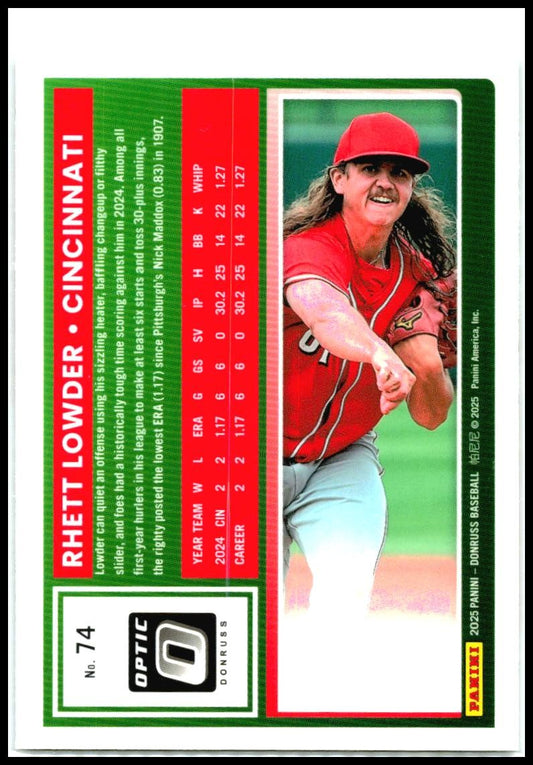 2025 Donruss #74 Rhett Lowder Cincinnati Reds
