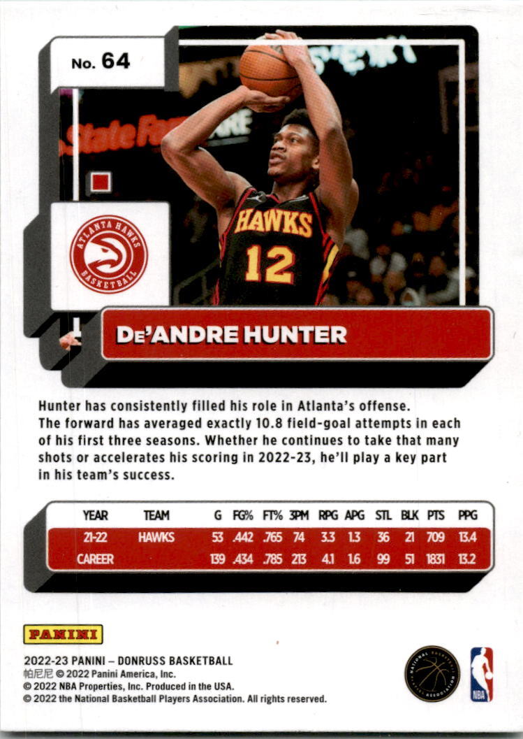 2022 Donruss Green Laser #64 De'Andre Hunter