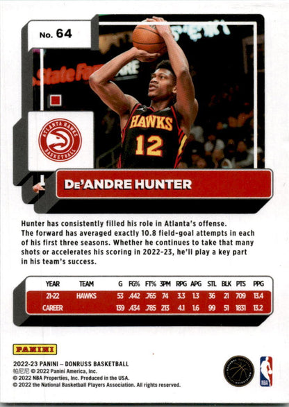 2022 Donruss Green Laser #64 De'Andre Hunter