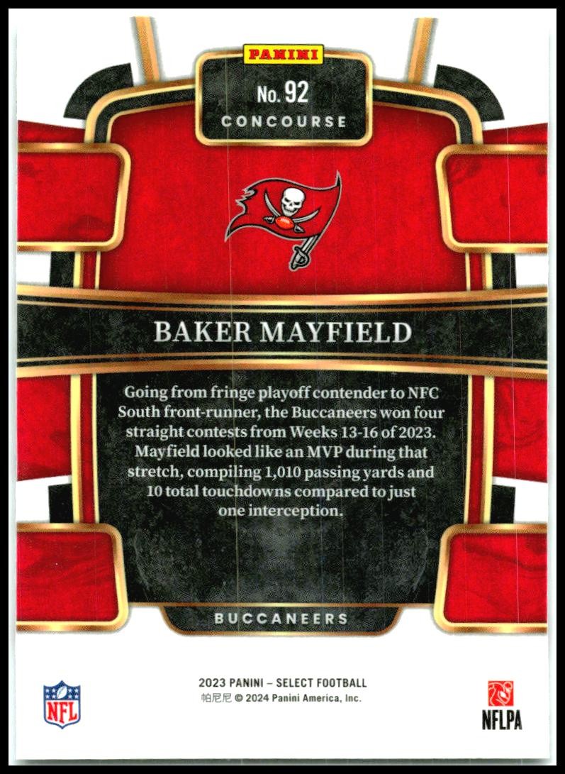 2023 Panini Select #92 Baker Mayfield Tampa Bay Buccaneers