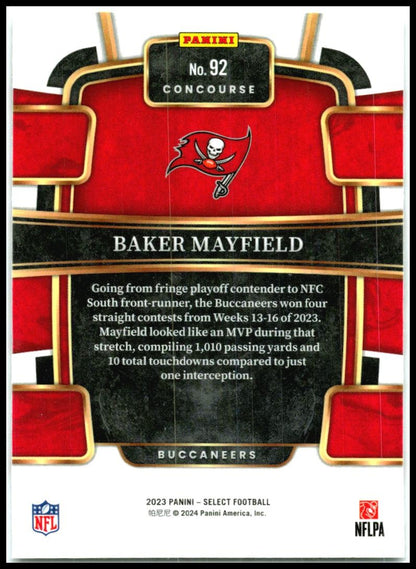 2023 Panini Select #92 Baker Mayfield Tampa Bay Buccaneers