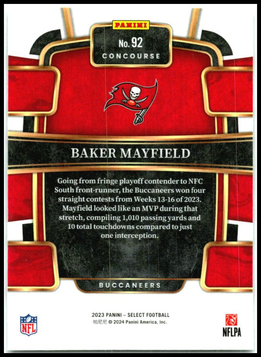 2023 Panini Select #92 Baker Mayfield Tampa Bay Buccaneers