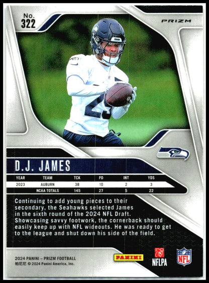 2024 Panini Prizm Lazer #322 D.J. James Rookie Seattle Seahawks