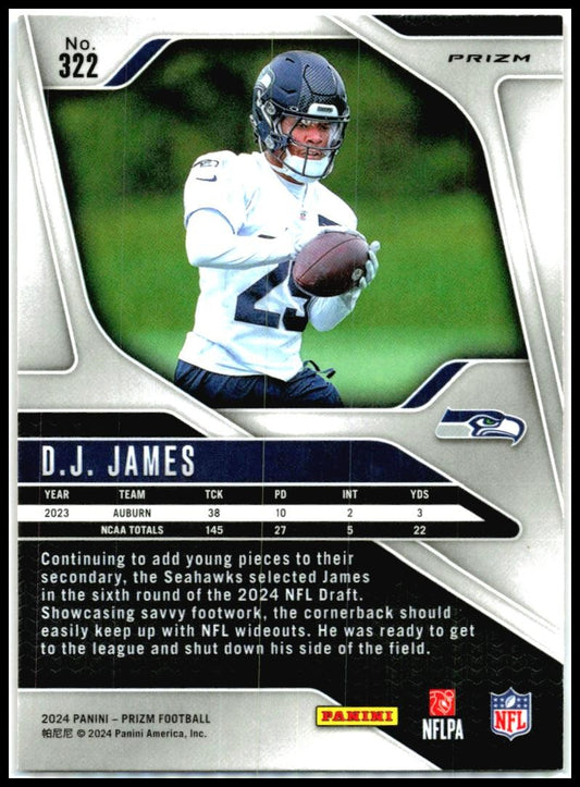 2024 Panini Prizm Lazer #322 D.J. James Rookie Seattle Seahawks