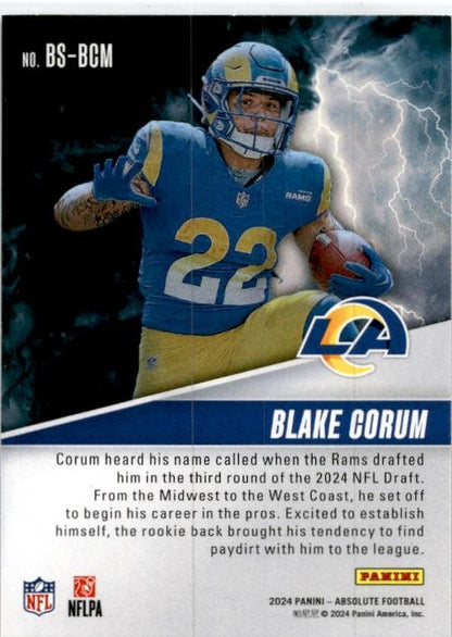 2024 Panini Absolute By Storm #BS-BCM Blake Corum Los Angeles Rams