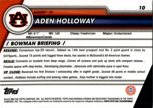 2023-24 Bowman University Chrome Sapphire #76 Freddie Dilione Auburn Tigers