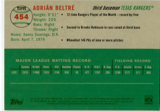 2023 Topps Chrome Platinum Anniversary Speckle Refractor #454 Adrián Beltré