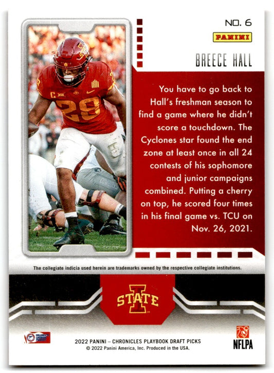 2022 Panini Chronicles Playbook Draft Picks Breece Hall Rookie Iowa State