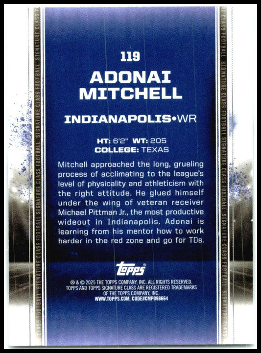 2024 Topps Signature Class #119 Adonai Mitchell Rookie Indianapolis Colts