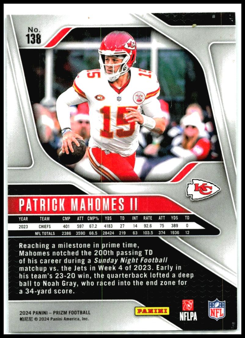 2024 Panini Prizm #138 Patrick Mahomes II Kansas City Chiefs