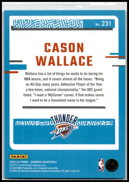 2023-24 Donruss Green Laser Holo #231 Cason Wallace Rookie Oklahoma City Thunder