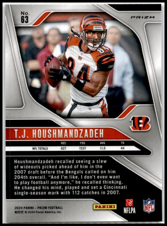 2024 Panini Prizm Green #63 T.J. Houshmandzadeh Cincinnati Bengals
