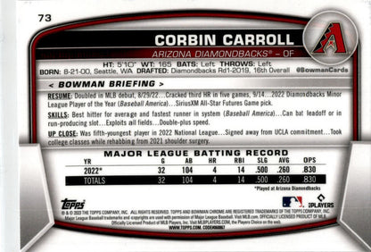 2023 Bowman Chrome Mega #73 Corbin Carroll RC Arizona Diamondbacks