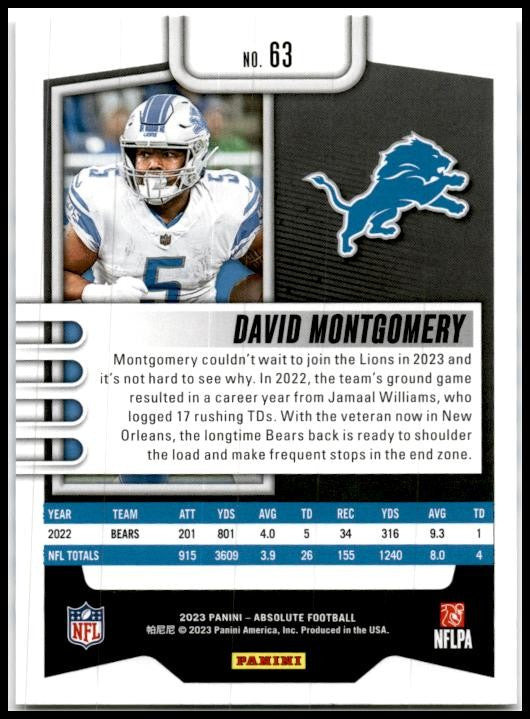 2023 Panini Absolute Retail #63 David Montgomery Detroit Lions
