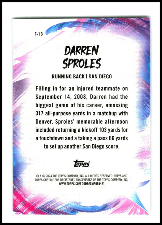 2024 Topps Chrome Finesse #F-13 Darren Sproles San Diego Chargers