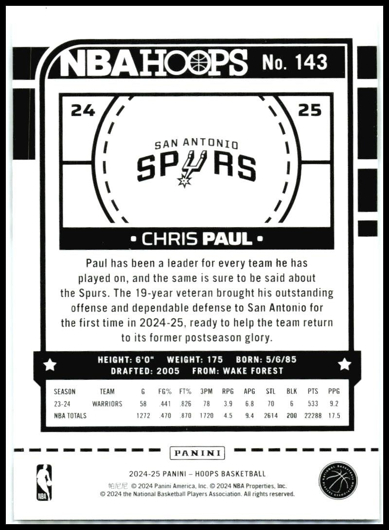 2024-25 Hoops #143 Chris Paul San Antonio Spurs