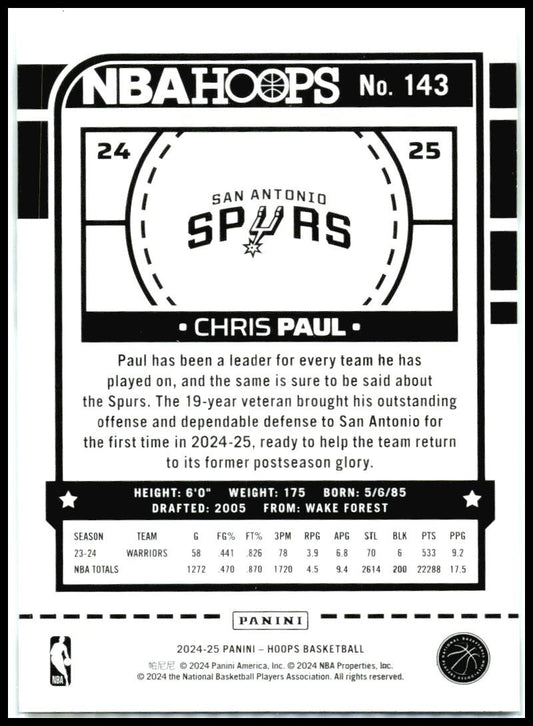 2024-25 Hoops #143 Chris Paul San Antonio Spurs