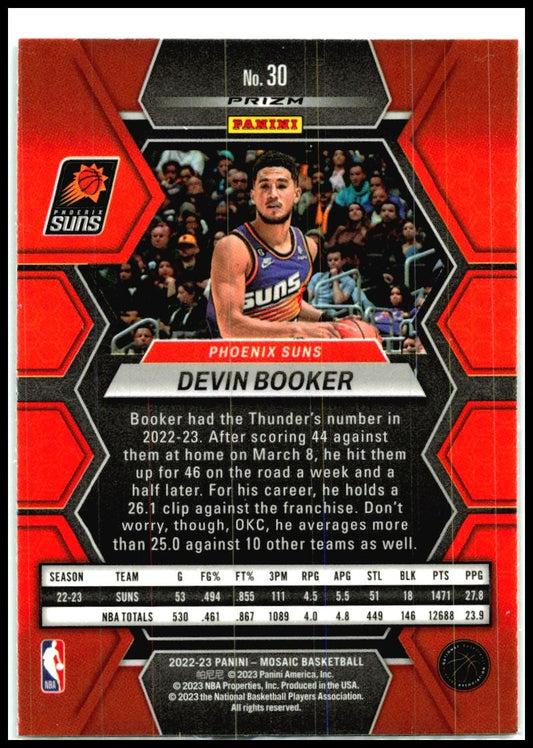 2022-23 Panini Mosaic Green #30 Devin Booker Phoenix Suns