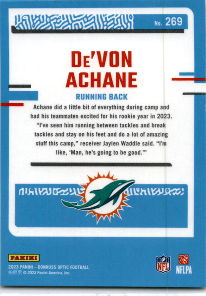 2023 Donruss Optic #269 De'Von Achane Miami Dolphins