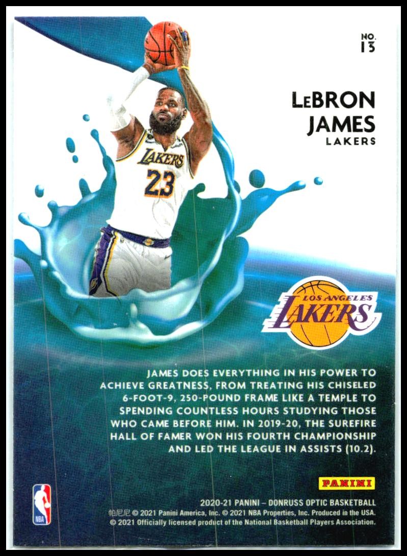 2020-21 Donruss Optic Splash! #13 LeBron James Los Angeles Lakers