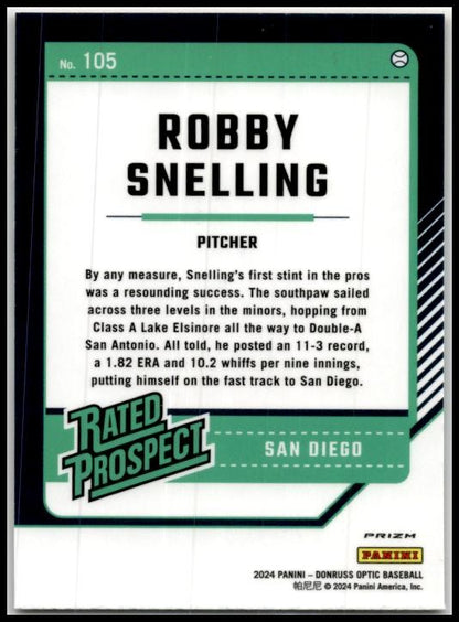 2025 Donruss Optic O #105 Robby Snelling San Diego