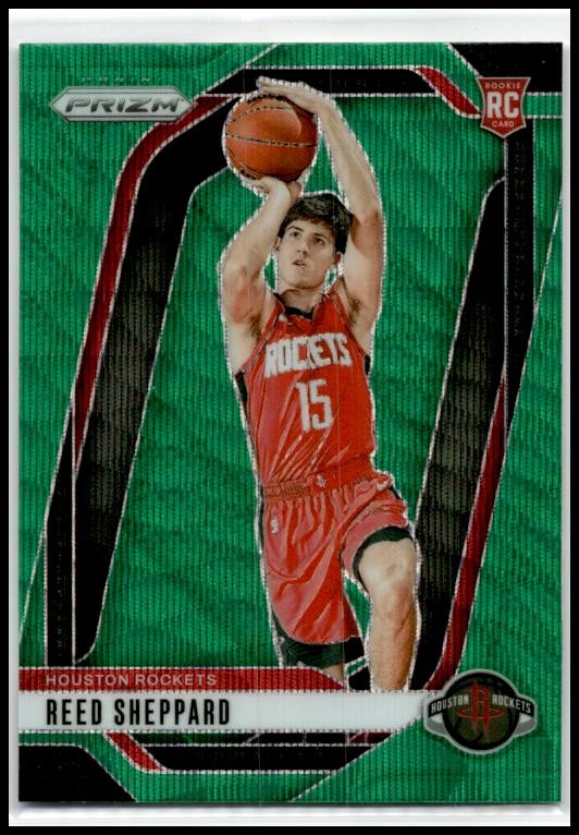 2024-25 Panini Prizm Prizms Green Wave #268 Reed Sheppard Houston Rockets