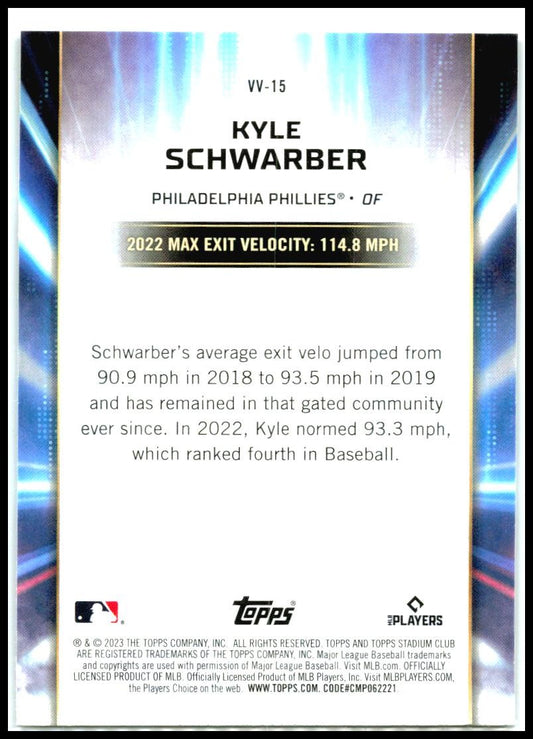2023 Stadium Club Virtuosos of Velocity #VV-15 Kyle Schwarber Phillies