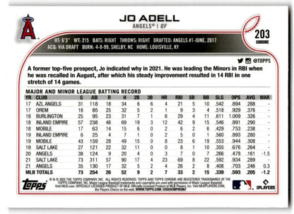 2022 Topps Chrome Pink Refractor Jo Adell Los Angeles Angels #203