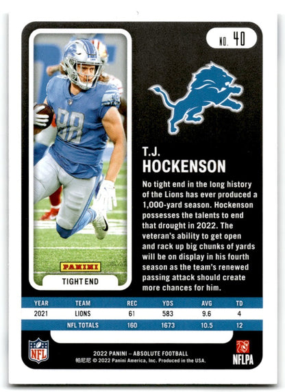 2022-23 Panini Absolute green T.J. Hockenson Detroit Lions #40