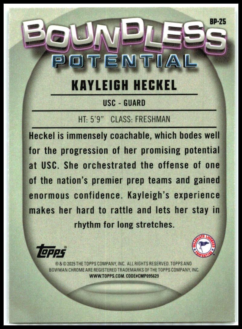 2024-25 Bowman University Chrome Boundless Potential #BP-25 Kayleigh Heckel USC