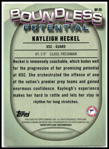 2024-25 Bowman University Chrome Boundless Potential #BP-25 Kayleigh Heckel USC