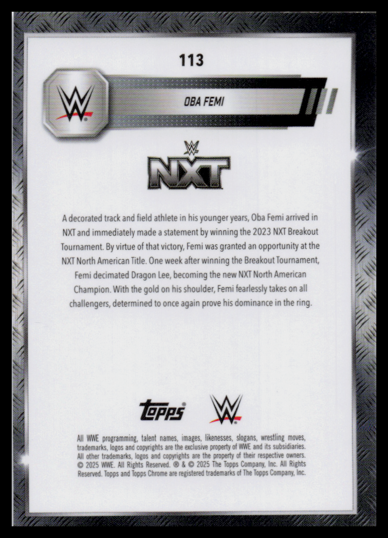 2024 Topps Chrome WWE #113 Oba Femi