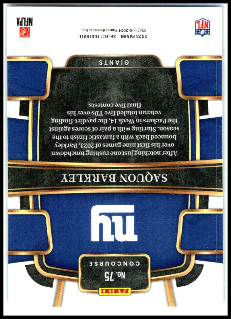 2023 Panini Select #75 Saquon Barkley New York Giants