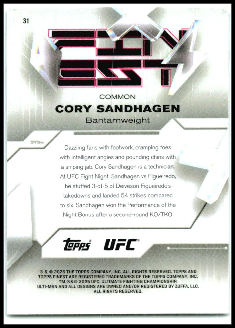 2025 Topps Finest UFC Common #31 Cory Sandhagen
