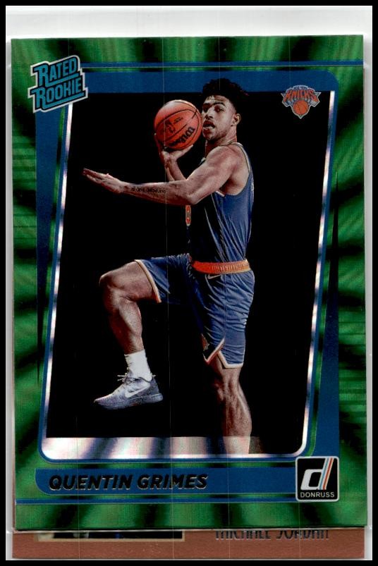 2021-22 Donruss Holo Green Laser #216 Quentin Grimes Rookie New York Knicks