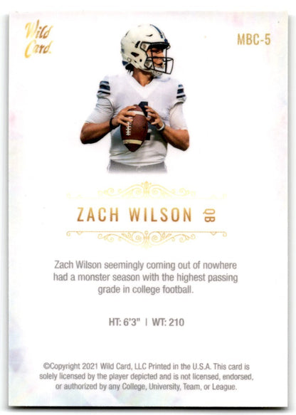 2021 Wild Card Matte White Zach Wilson BYU Cougars #MBC-5