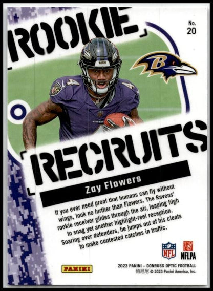 2023 Donruss Optic Rookie Recruits #20 Zay Flowers Baltimore Ravens