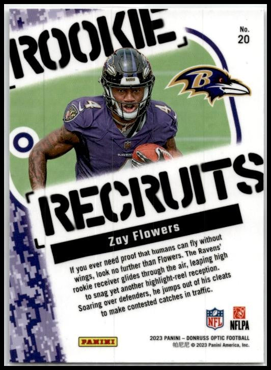 2023 Donruss Optic Rookie Recruits #20 Zay Flowers Baltimore Ravens