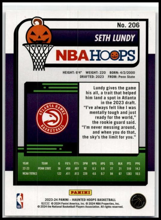 2023-24 Hoops Haunted Hoops Holo Candy #206 Seth Lundy Rookie Atlanta Hawks