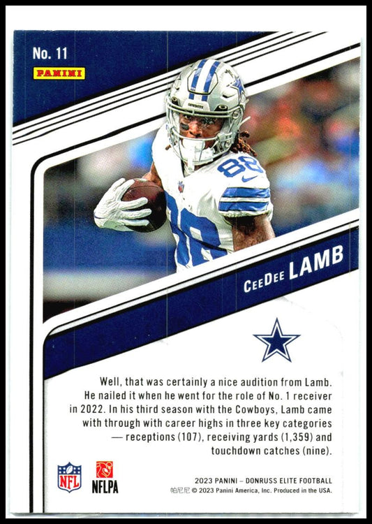 2023 Donruss Elite #11 CeeDee Lamb Dallas Cowboys