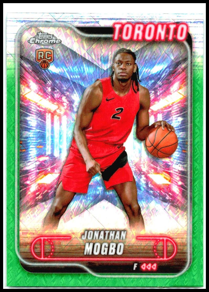 2024-25 Topps Chrome Topps Green Refractor #194 Jonathan Mogbo Rookie Raptors